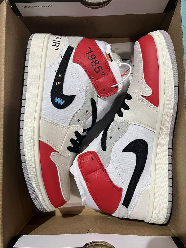 Jordan 1 Mid Red and white