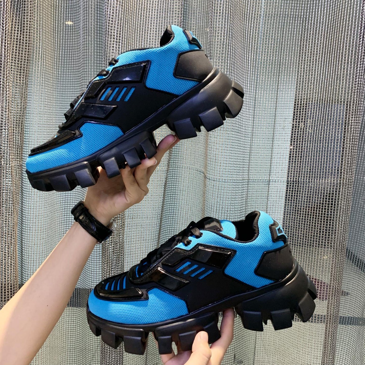 Men’s Prada Cloudbust sneaker black and blue