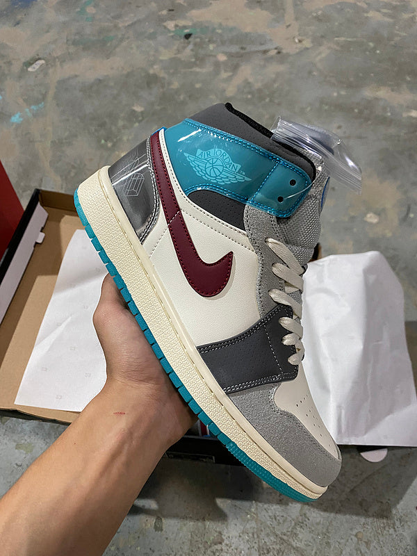 Jordan 1 Mid  Gray White  Blue