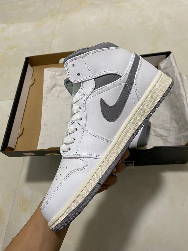 Jordan 1 mid white and beige