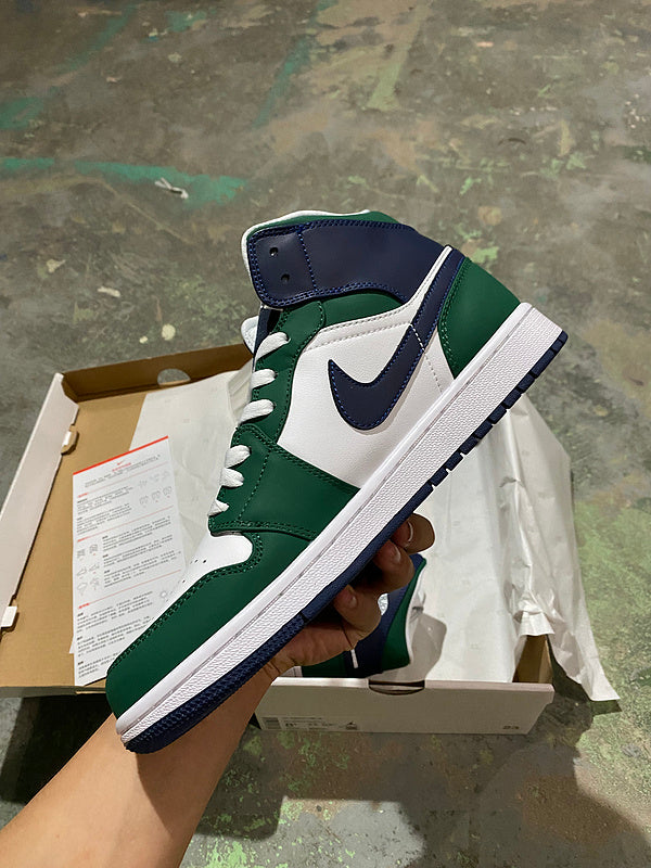 Jordan 1 Mid  Green and white