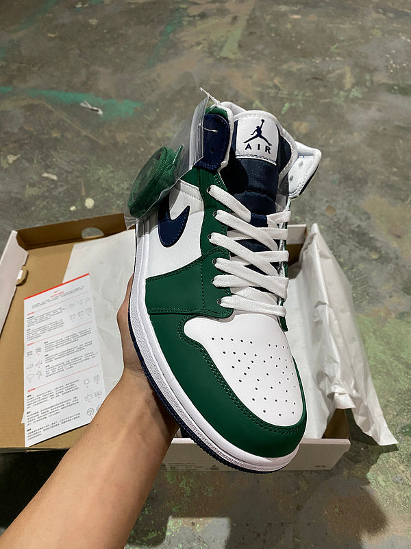 Jordan 1 Mid  Green and white