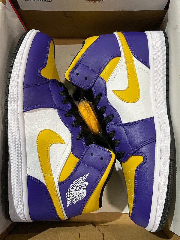 Jordan 1 Mid yellow and purple