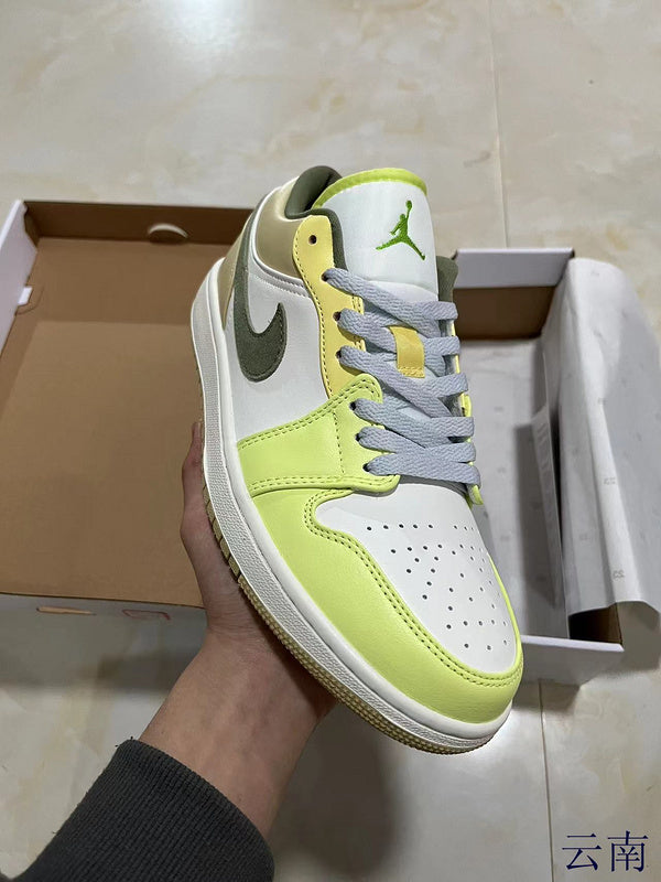 Jordan 1 Low green   And Beige