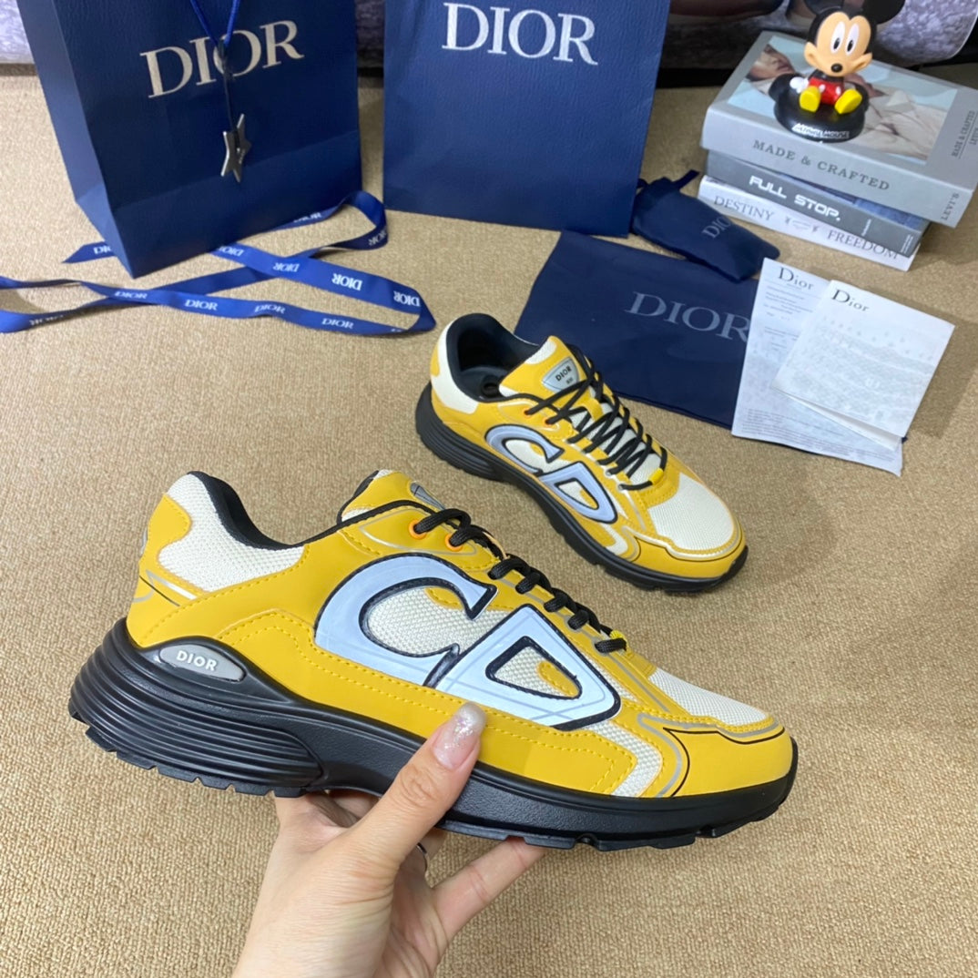 Dior B30 SNEAKER Cream Mesh and Yellow Technical