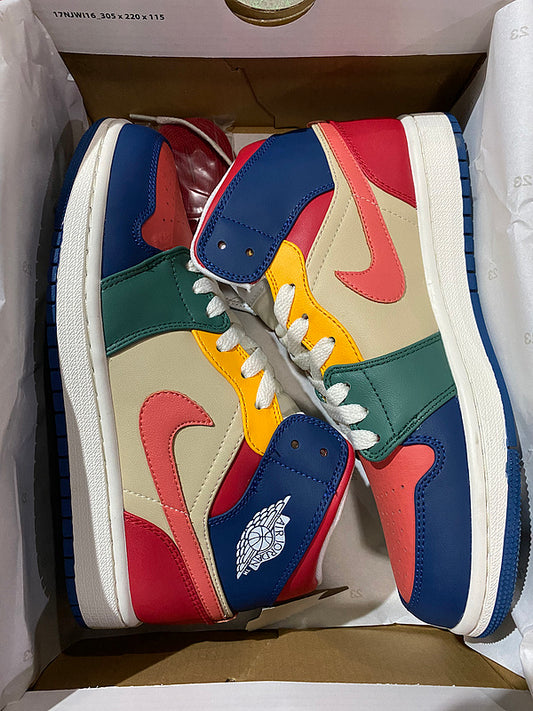 Jordan 1 Mid   Blue 'red Beige