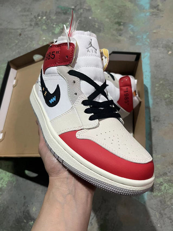 Jordan 1 Mid Red and white