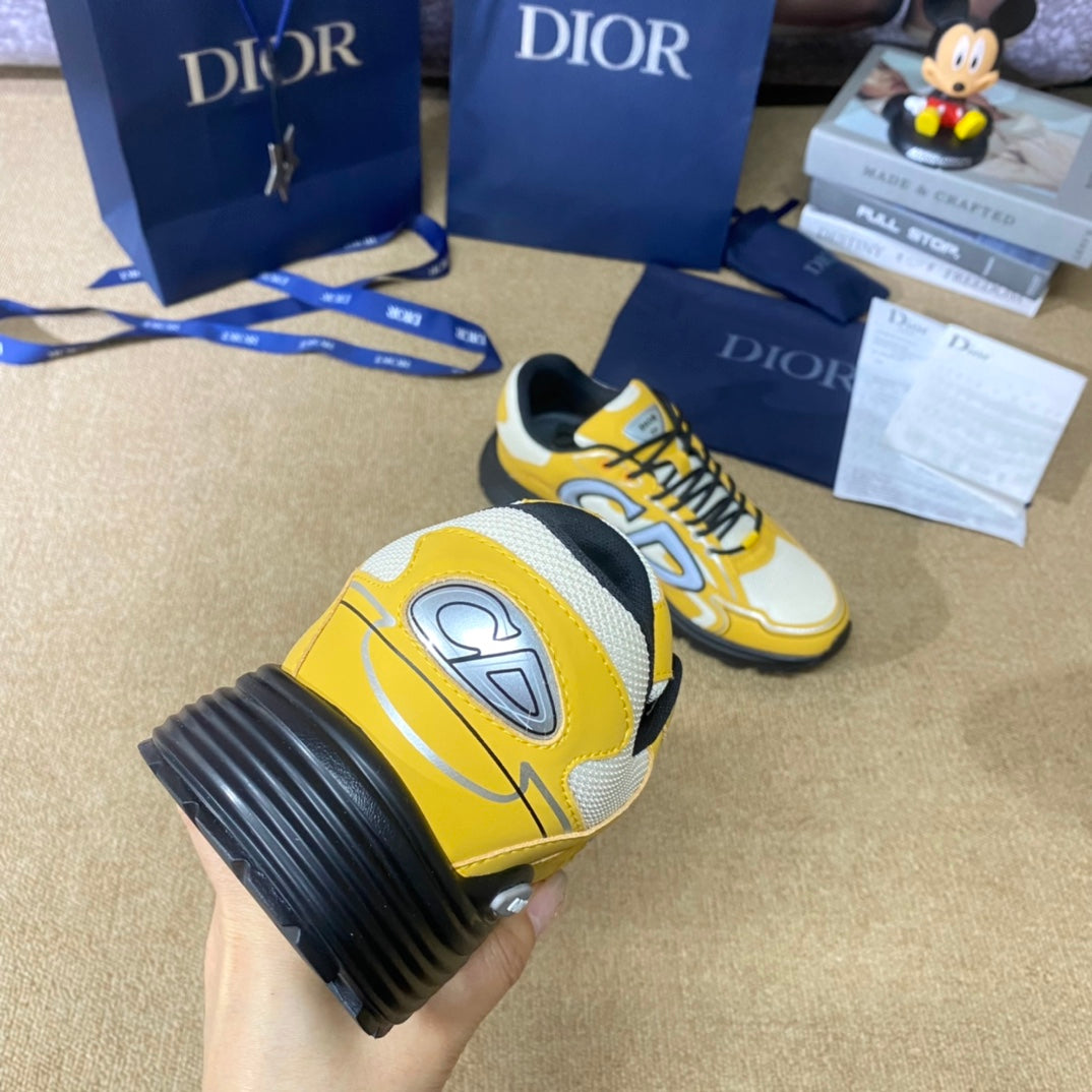 Dior B30 SNEAKER Cream Mesh and Yellow Technical