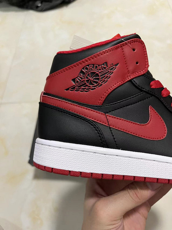 Jordan 1 Mid Red and  black