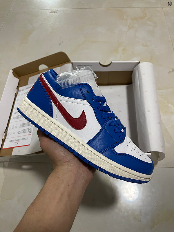 Jordan 1 Low Blue  And white