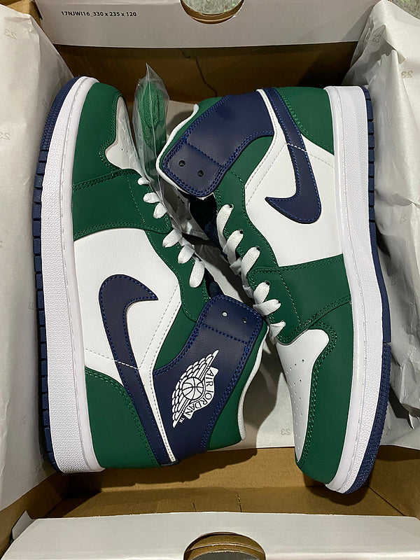 Jordan 1 Mid  Green and white