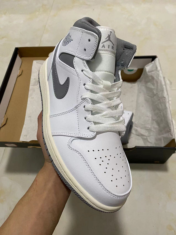 Jordan 1 mid white and beige