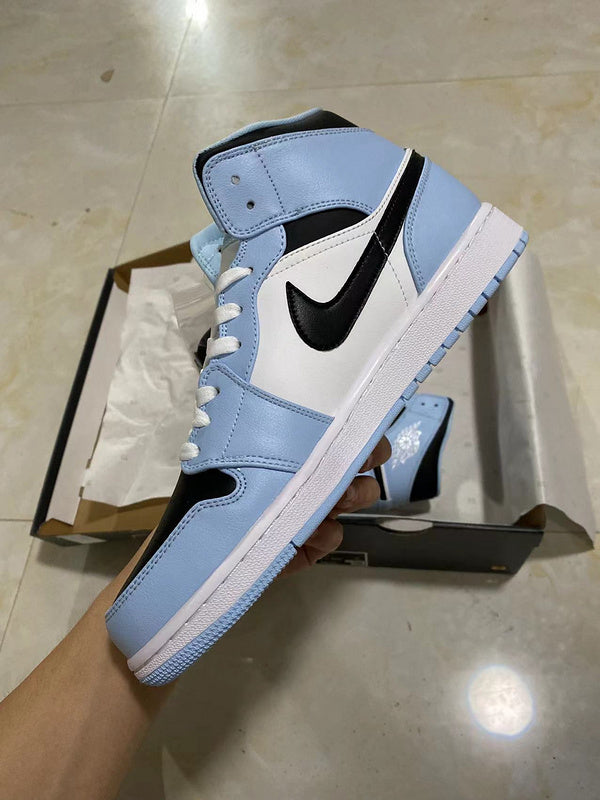 Jordan 1 mid blue and  White