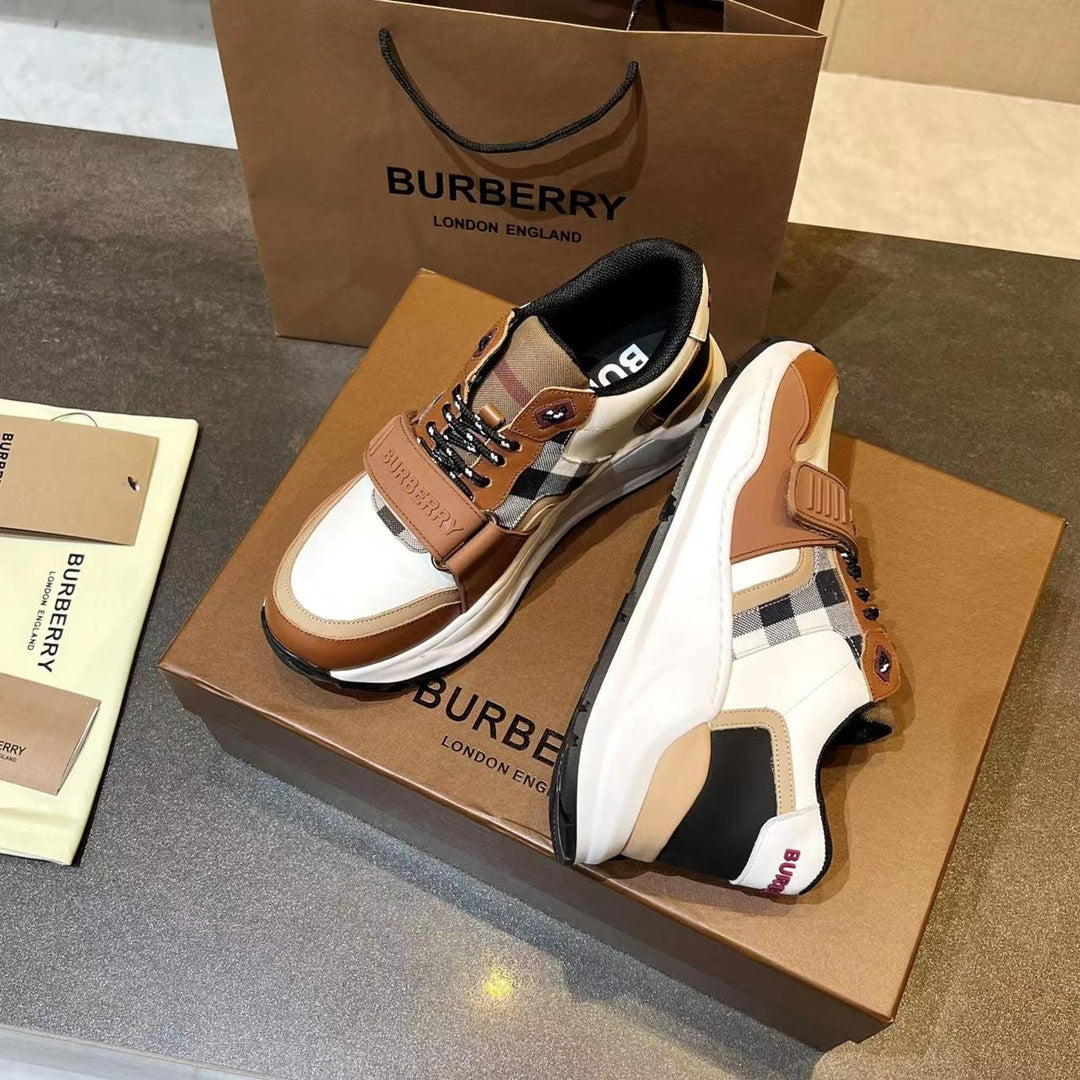 menBurberry Ramsey Checkered Beige Sneakers