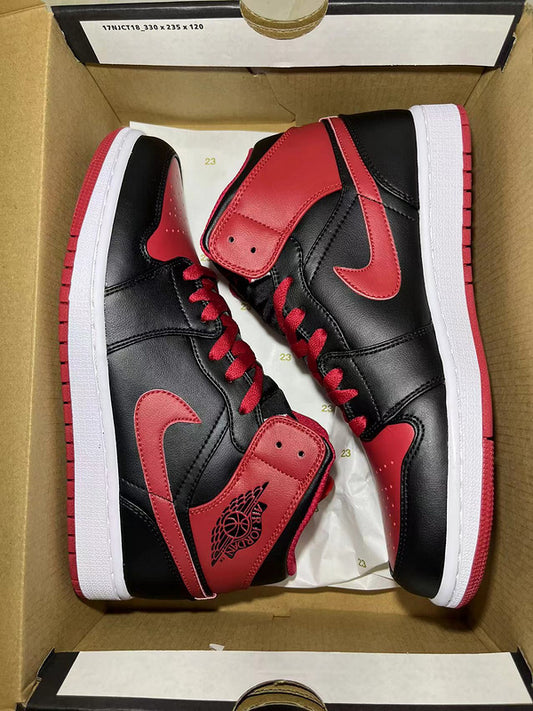 Jordan 1 Mid Red and  black