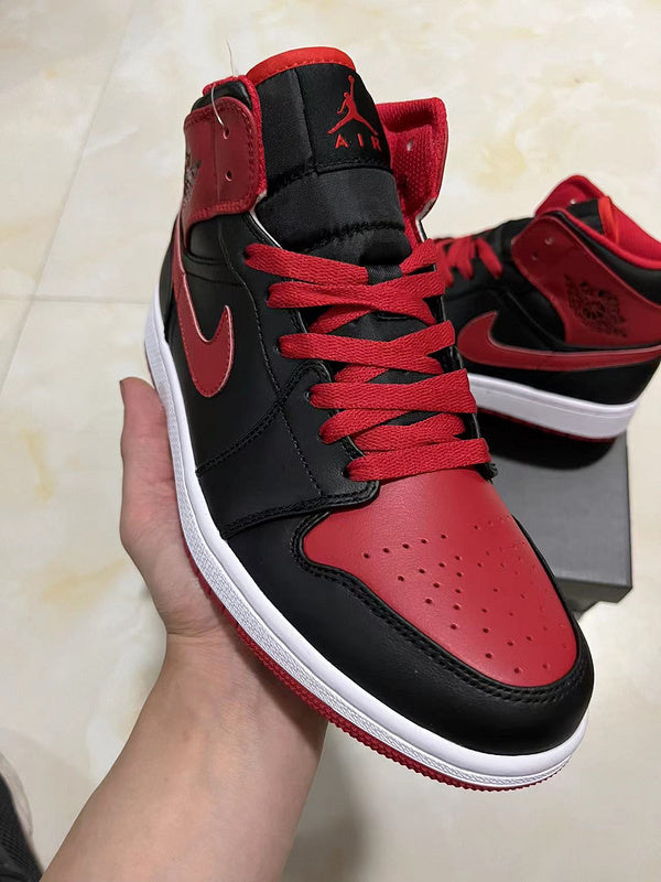 Jordan 1 Mid Red and  black