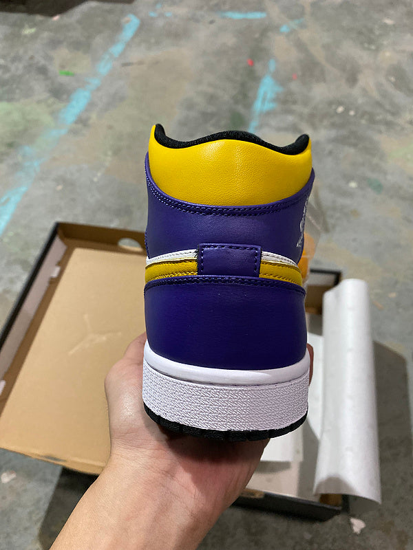 Jordan 1 Mid yellow and purple