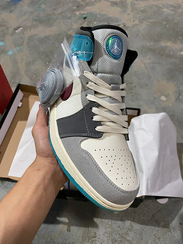 Jordan 1 Mid  Gray White  Blue