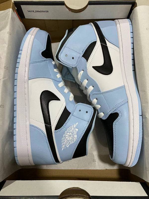 Jordan 1 mid blue and  White