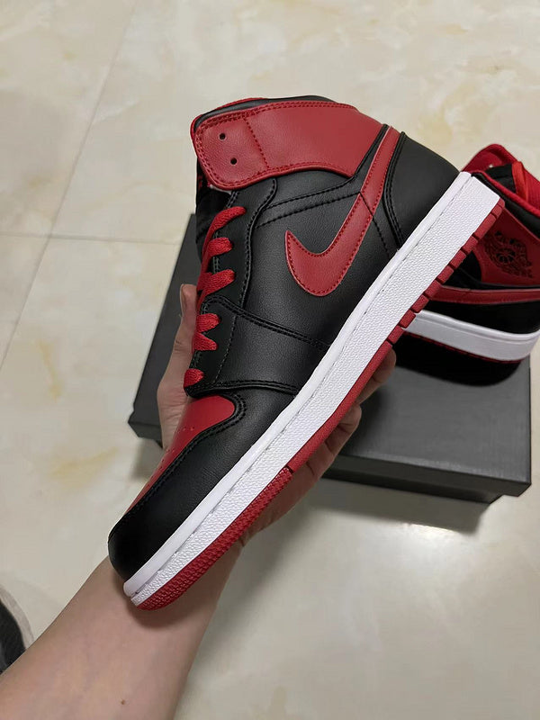 Jordan 1 Mid Red and  black