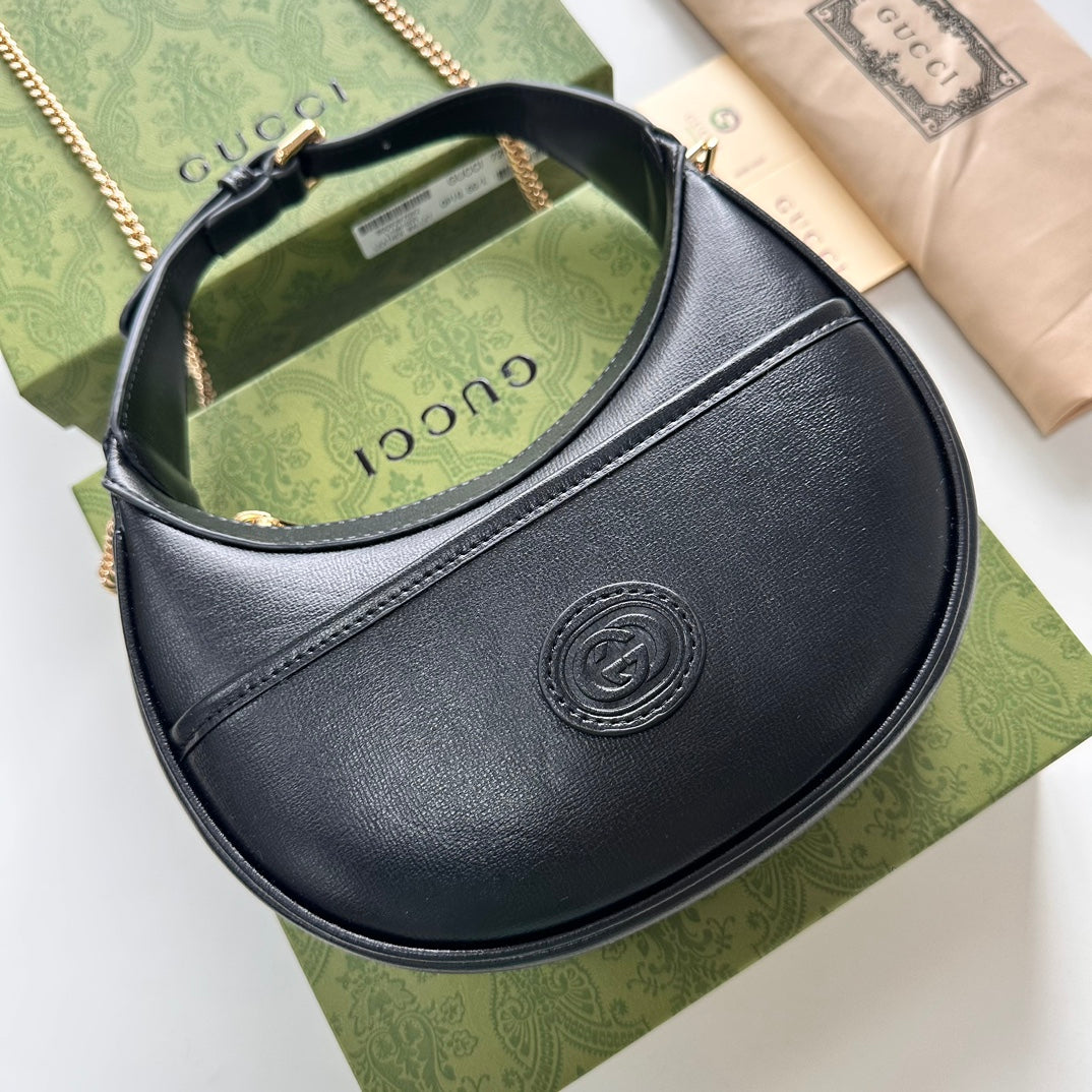 Gucci HALF-MOON-SHAPED MINI BAG WITH INTERLOCKING G