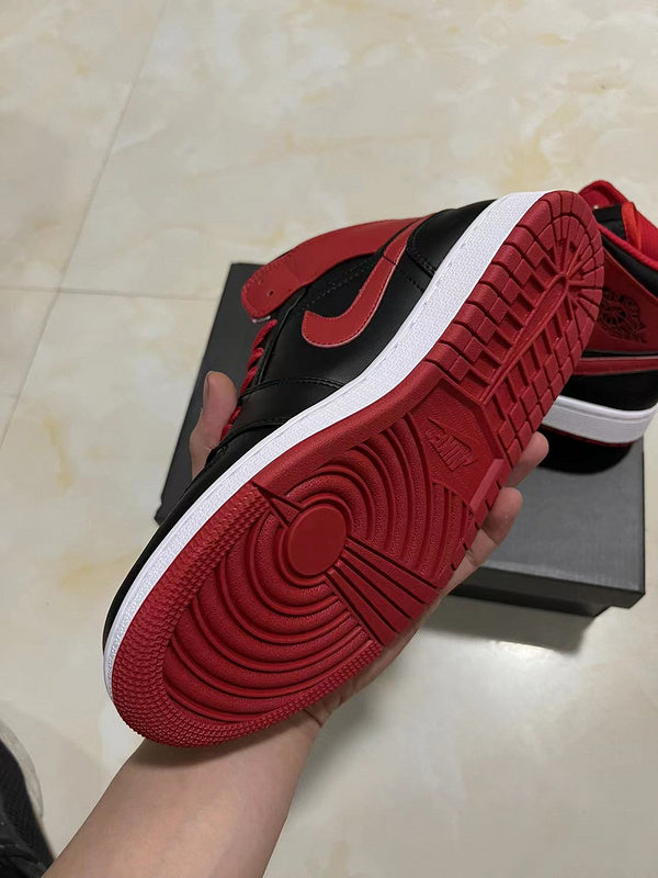 Jordan 1 Mid Red and  black