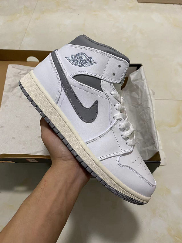 Jordan 1 mid white and beige