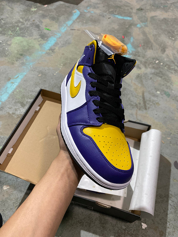 Jordan 1 Mid yellow and purple