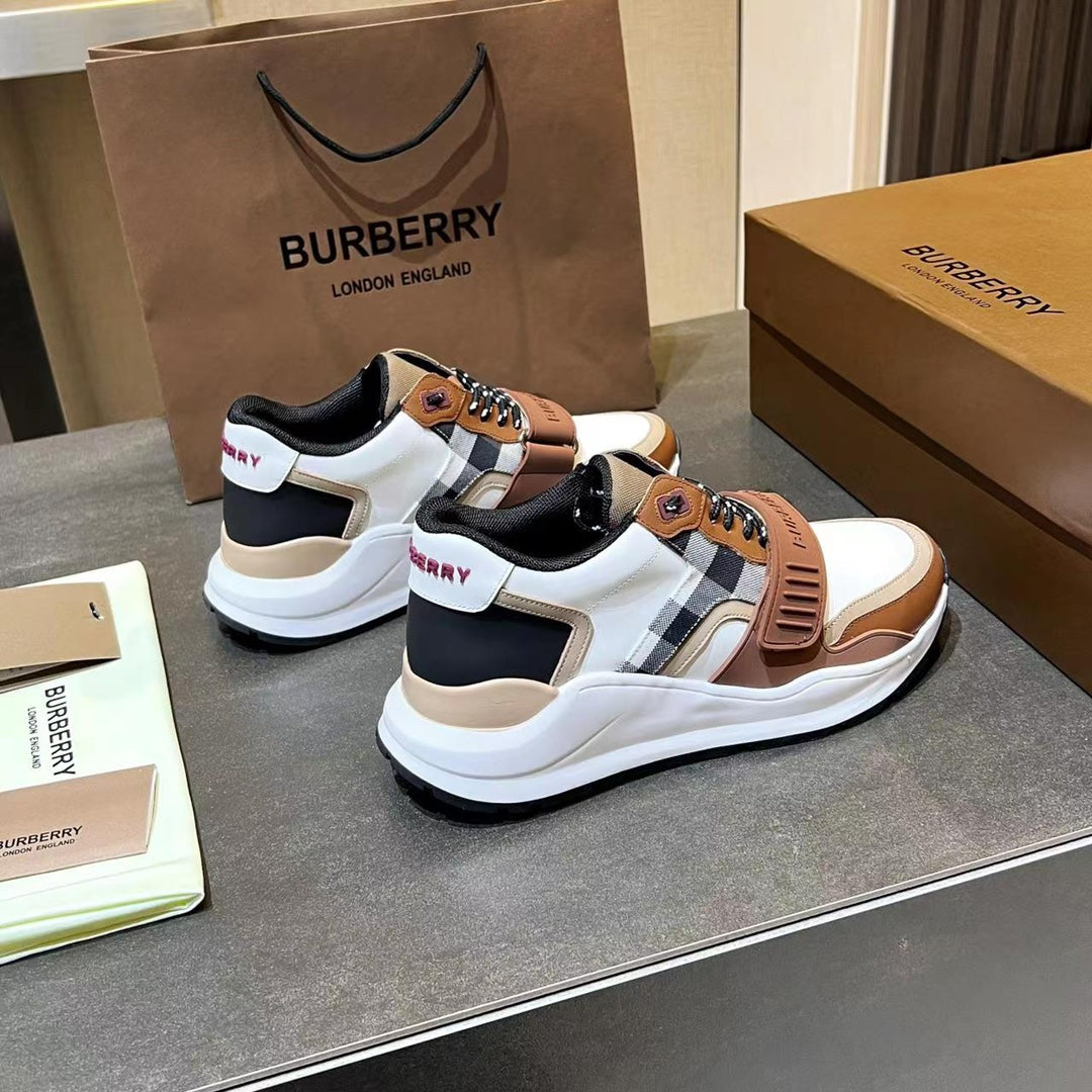 menBurberry Ramsey Checkered Beige Sneakers