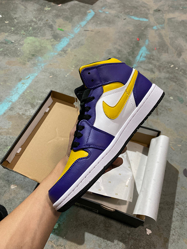 Jordan 1 Mid yellow and purple