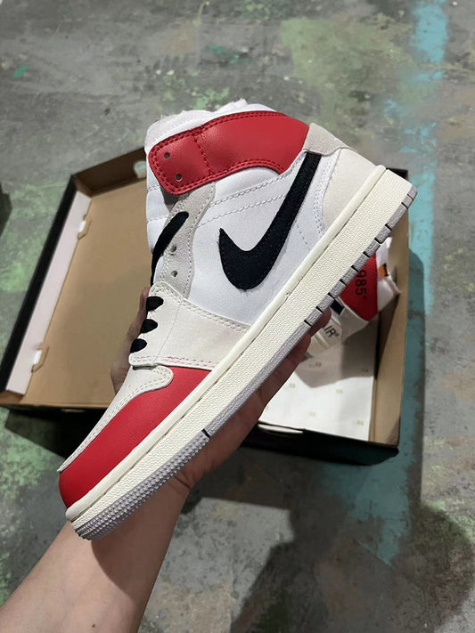 Jordan 1 Mid Red and white