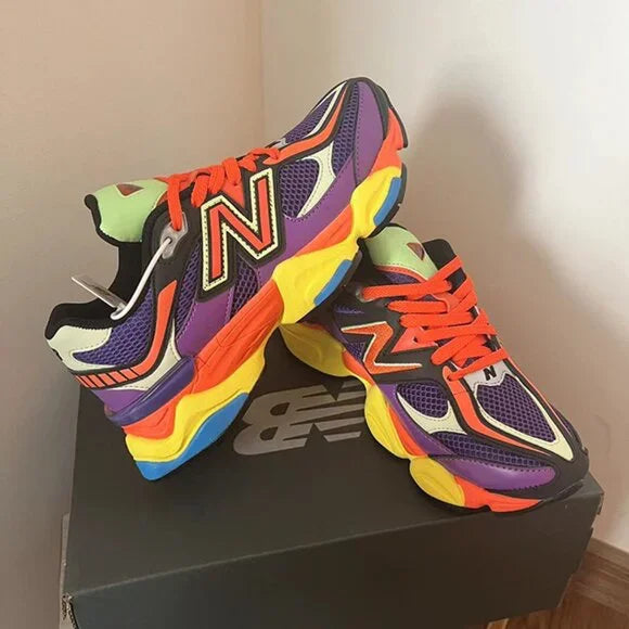 New Balance 9060 Purple Orange Green Multicolor Couple Sneakers