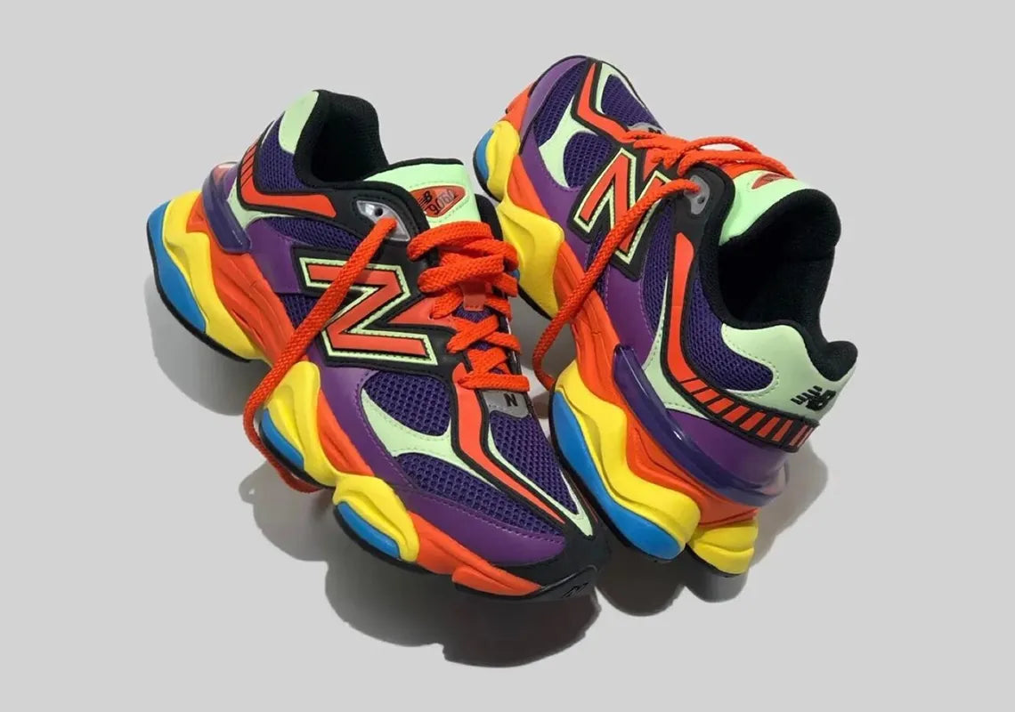 New Balance 9060 Purple Orange Green Multicolor Couple Sneakers